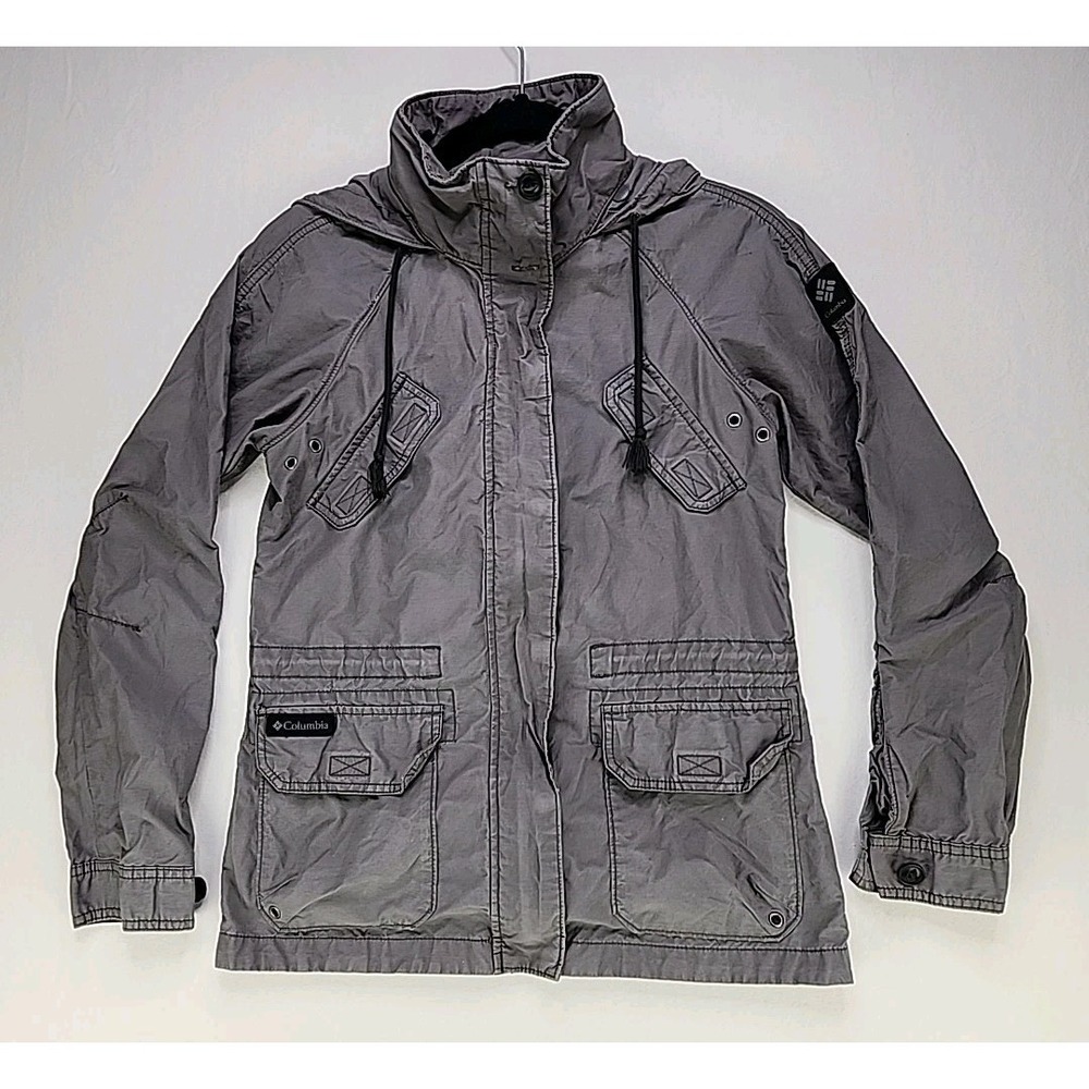 Columbia Women's Lightweight Utility Jacket Gray Size XS‎ Collared Camo Inside